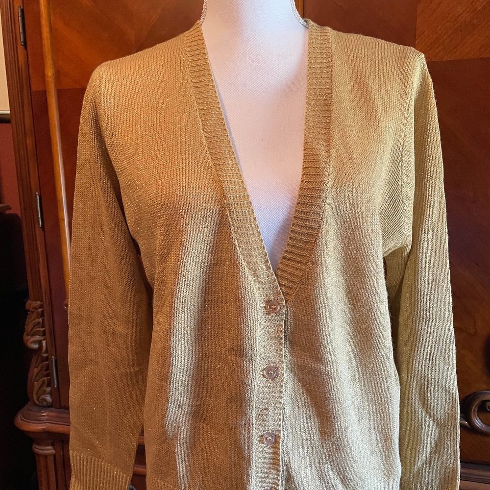 "BFA Classics" Tan and Gold Cardigan